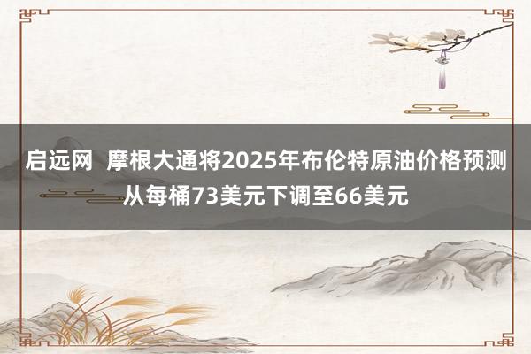启远网  摩根大通将2025年布伦特原油价格预测从每桶73美元下调至66美元