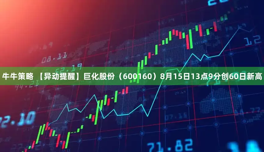 牛牛策略 【异动提醒】巨化股份（600160）8月15日13点9分创60日新高